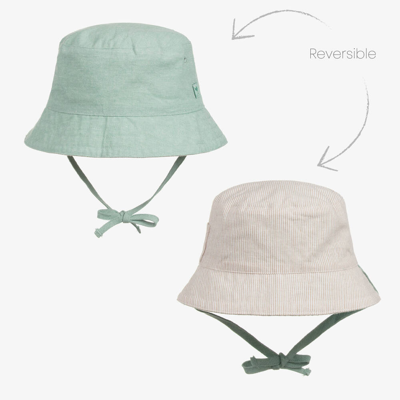 Mayoral Babies' Boys Beige & Green Reversible Sun Hat
