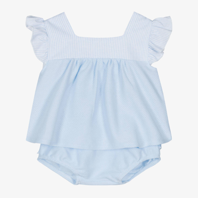 Babidu Baby Girls Blue Cotton Shorts Set
