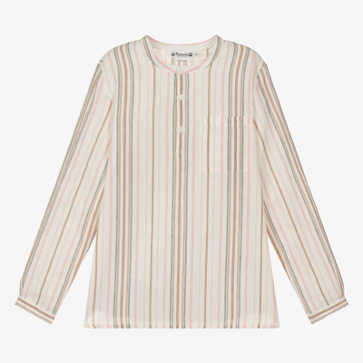 Bonpoint Teen Boys Ivory Cotton Stripe Shirt