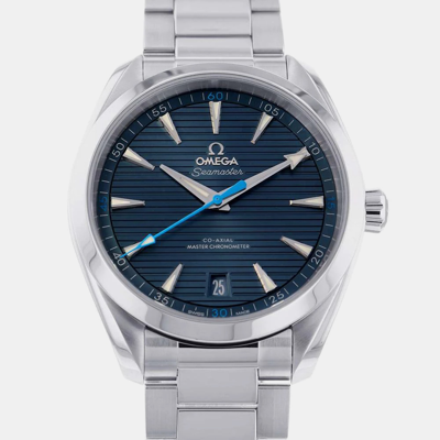 Pre-owned Omega Blue Stainless Steel Seamaster Aqua Terra 220.10.41.21.03.002 Automatic Men's Wristwatch 41 Mm