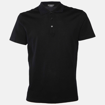 Pre-owned Versace Black Cotton Pique Taylor Fit Polo T-shirt L