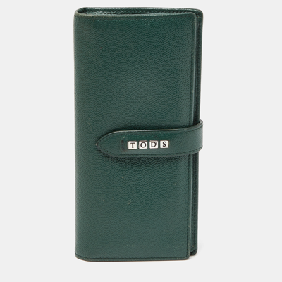 Pre-owned Tod's Green Leather Continental Flap Wallet