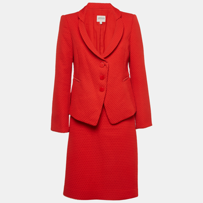 Pre-owned Armani Collezioni Red Knit Skirt And Blazer Set L