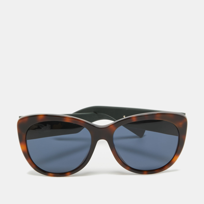 Pre-owned Dior Blue/brown Bpdku Inedite Crystals Embellished Cat Eye Sunglasses