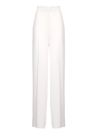 Max Mara Chenzia Wide Trousers In White Pinstriped Jacquard Cotton In White