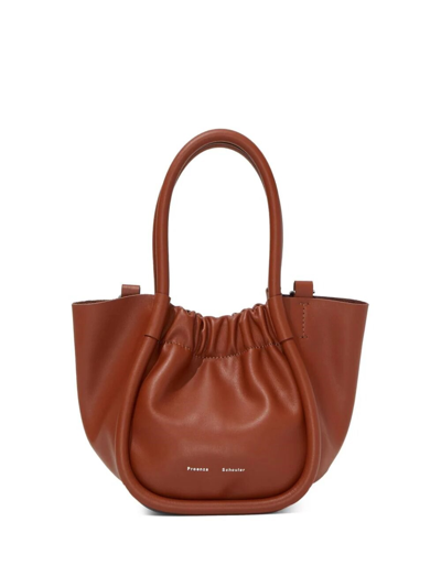 Proenza Schouler Small Ruched Leather Tote Bag In Brown