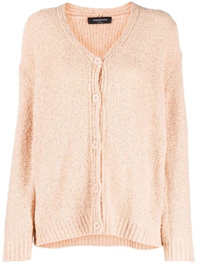 Fabiana Filippi V-neck Bouclé Cardigan In Nude & Neutrals