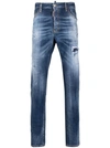 Dsquared2 Slim-fit Distressed-finish Jeans In Grey