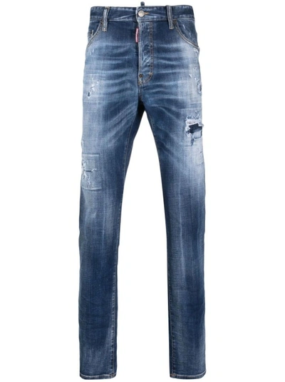 Dsquared2 Slim-fit Distressed-finish Jeans In Blue