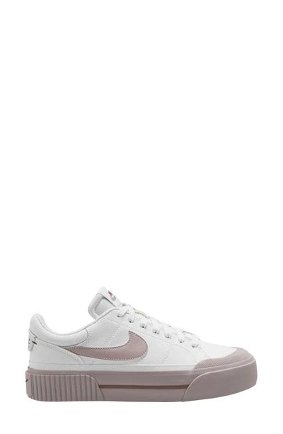 Nike Court Legacy Lift Platform Sneaker In White/ Violet/ Mauve