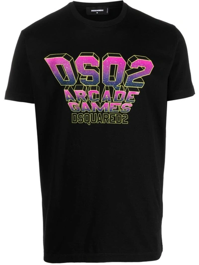 Dsquared2 Graphic-print Cotton T-shirt In Black