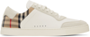 Burberry Men Stevie Leather And Check Canvas Sneakers In Ntwht/arbeige Ip Chk