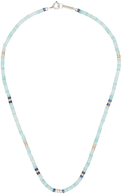 Isabel Marant Blue Perfectly Man Necklace In Pacific-silver