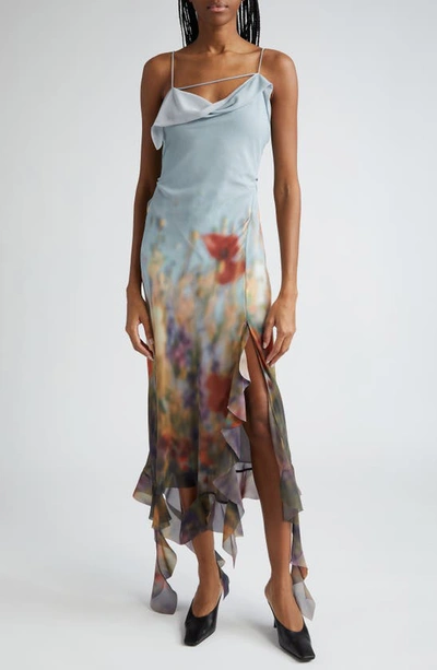 ACNE STUDIOS DELOUISE BLURRY MEADOW CHIFFON DRESS