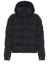 Moncler Montgenevre Virgin Wool Flannel Down Puffer Jacket In Navy