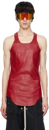 RICK OWENS RED SCOOP NECK TANK TOP