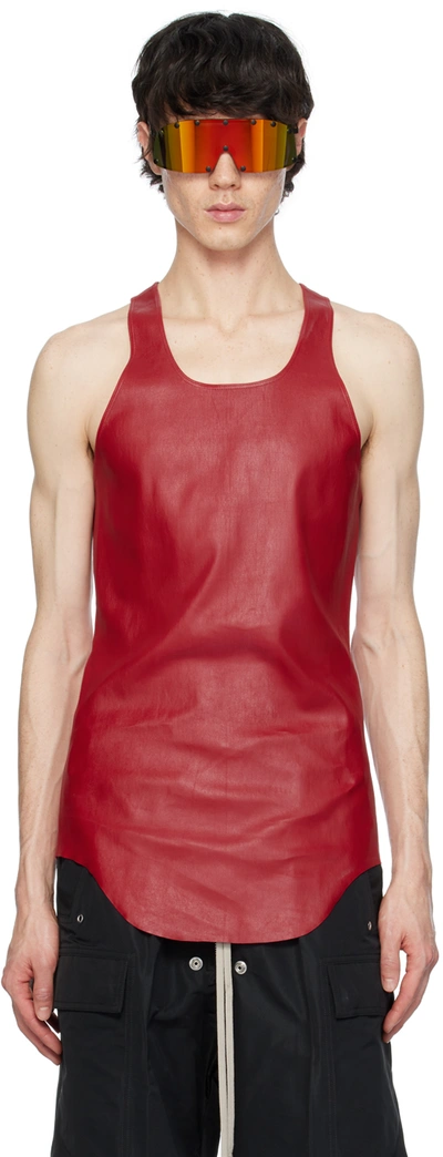 Rick Owens Red Scoop Neck Tank Top In 03 Cardinal Red