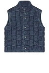 Bottega Veneta Intrecciato Denim Vest In Indigo