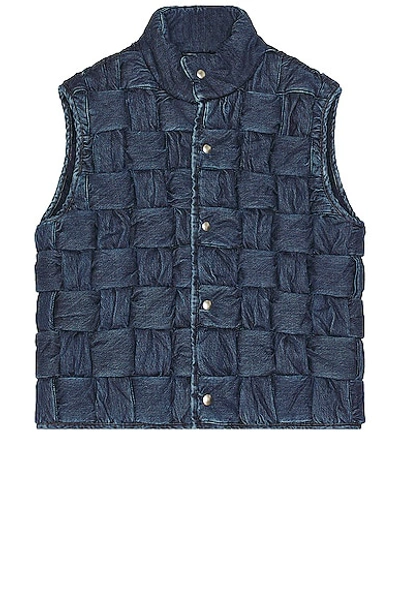 Bottega Veneta Intrecciato Denim Vest In Blue