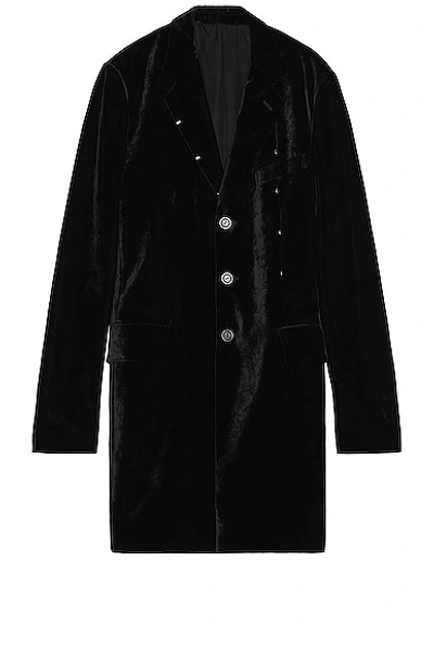 Takahiromiyashita The Soloist Right Left Velvet Chesterfield Jacket In Black