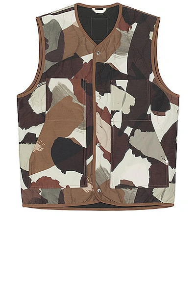 Norse Projects Peter Camo Nylon Insulated Vest In Espresso