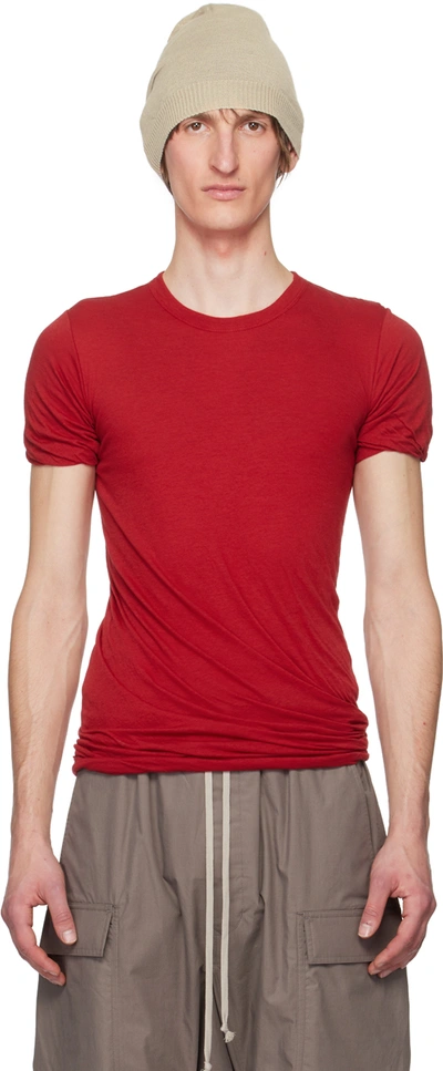 Rick Owens Red Double T-shirt In 03 Cardinal Red