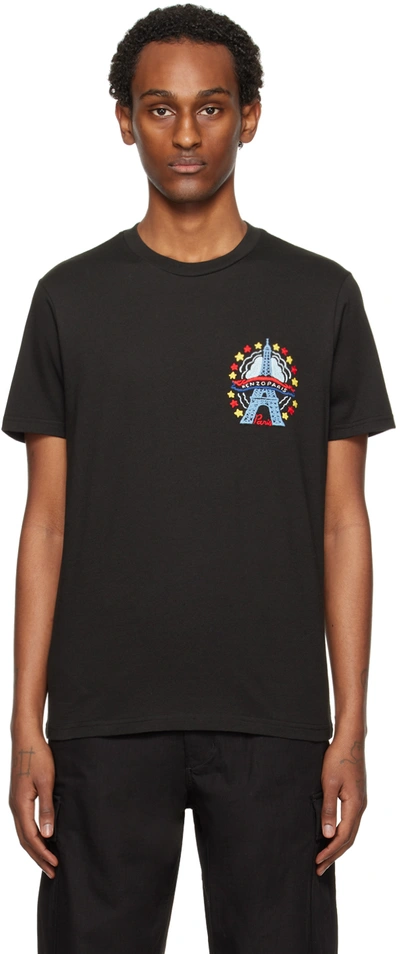 Kenzo Black  Paris Drawn Varsity T-shirt