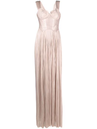 Maria Lucia Hohan Pink Sabina Pleated Maxi Gown In Neutrals