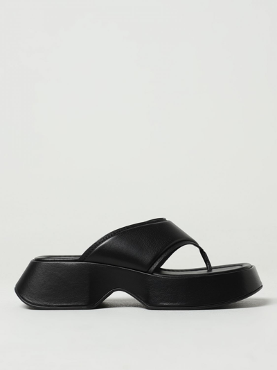 Vic Matie Crossover-strap Leather Slides In Black