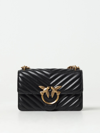 Pinko Love One Mini Matelassé Leather Shoulder Bag In Black