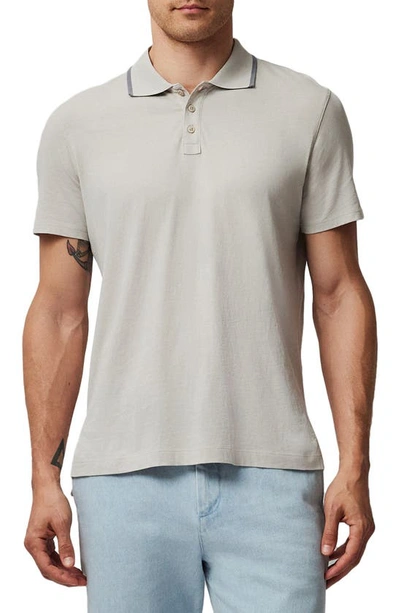 Atm Anthony Thomas Melillo Classic Jersey Short Sleeve Polo With Tipping In Dove Grey