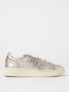 Autry Medalist Low Metallic Textured-leather Sneakers In Grey