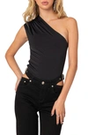 Edikted Women's Tabby Gathered One Shoulder Bodysuit In Black