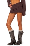 Edikted Women's Gino Fold Over Knit Mini Skirt In Brown