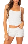 Edikted Women's Lucy Ruffled Lace Tank Top In White