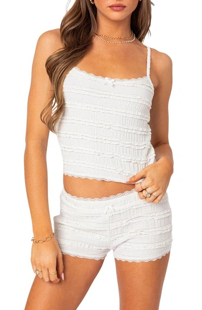 Edikted Women's Lucy Ruffled Lace Tank Top In White