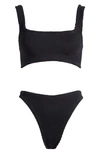Shop Hunza G Crinkle Two-piece Swimsuit In Black