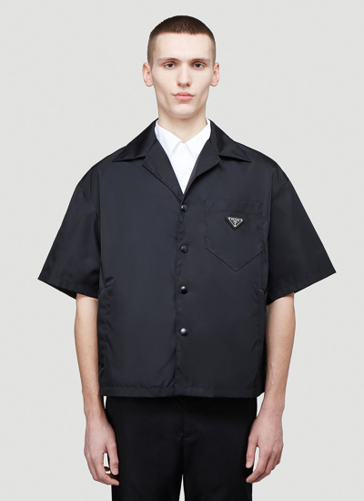 Prada Re-nylon Short Sleeved Shirt In Black