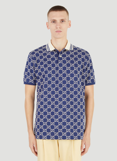 Gucci Gg Supreme Polo Shirt In Blue