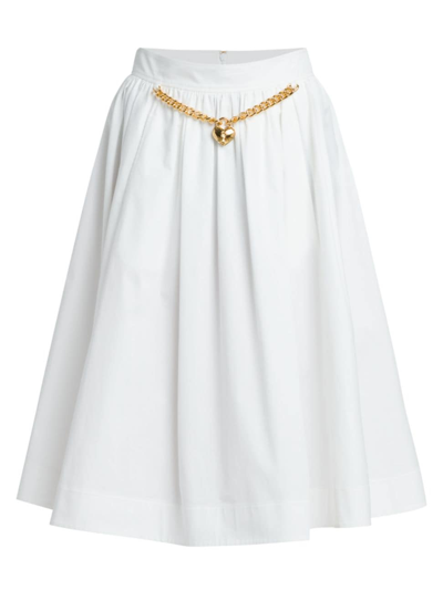 Moschino Heart-charm Ruched Midi Skirt In White