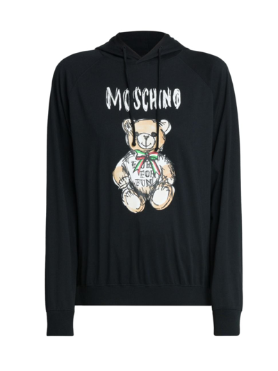 Moschino Women's Archive Teddy Bear Graphic Hoodie In Fantasy Print Black