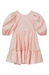 Reiss Pink Toby 4-9 Yrs Puff Sleeve Ruffle Mini Dress In Pink