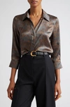 L Agence Dani Safari-printed Silk Blouse In Charcoal Multi Sa