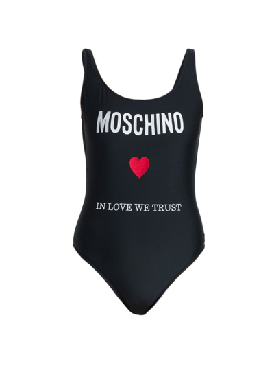 MOSCHINO WOMEN'S IN LOVE WE TRUST ONE-PIECE SWIMSUIT