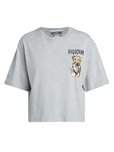 Moschino Women's Archive Teddy Bear T-shirt In Grey