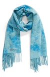 Acne Studios Canada Fringed Tie-dyed Wool Scarf In Aqua Blue