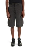 Givenchy Denim Cargo Shorts With Hidden Closure In Black