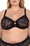 Shop Curvy Couture No-show Lace Underwire Unlined Bra In Black Hue