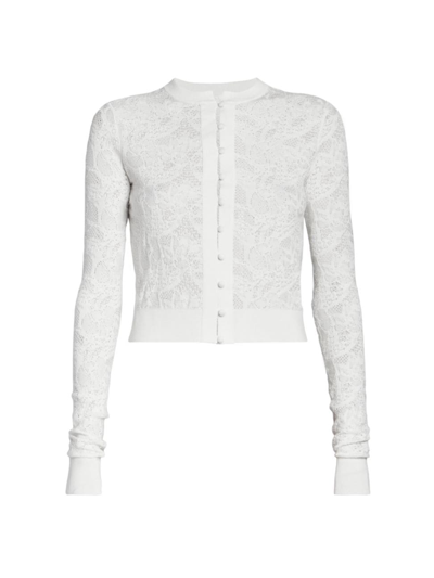 Chloé Women's Lace Wool & Silk Cardigan In Iconic Milk