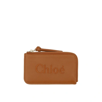 Chloé Chloe Woman Caramel Leather Card Holder In Brown